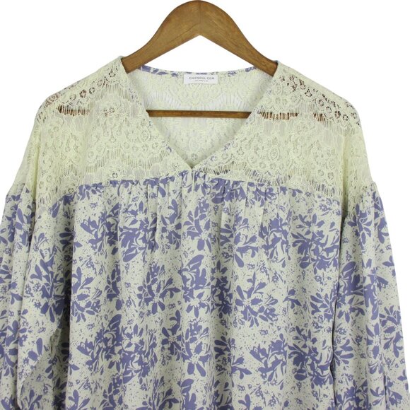 Chic Soul Top Blouse 1X Lace Floral Boho Peasant Flowy Cottagecore Coastal New - Picture 2 of 7